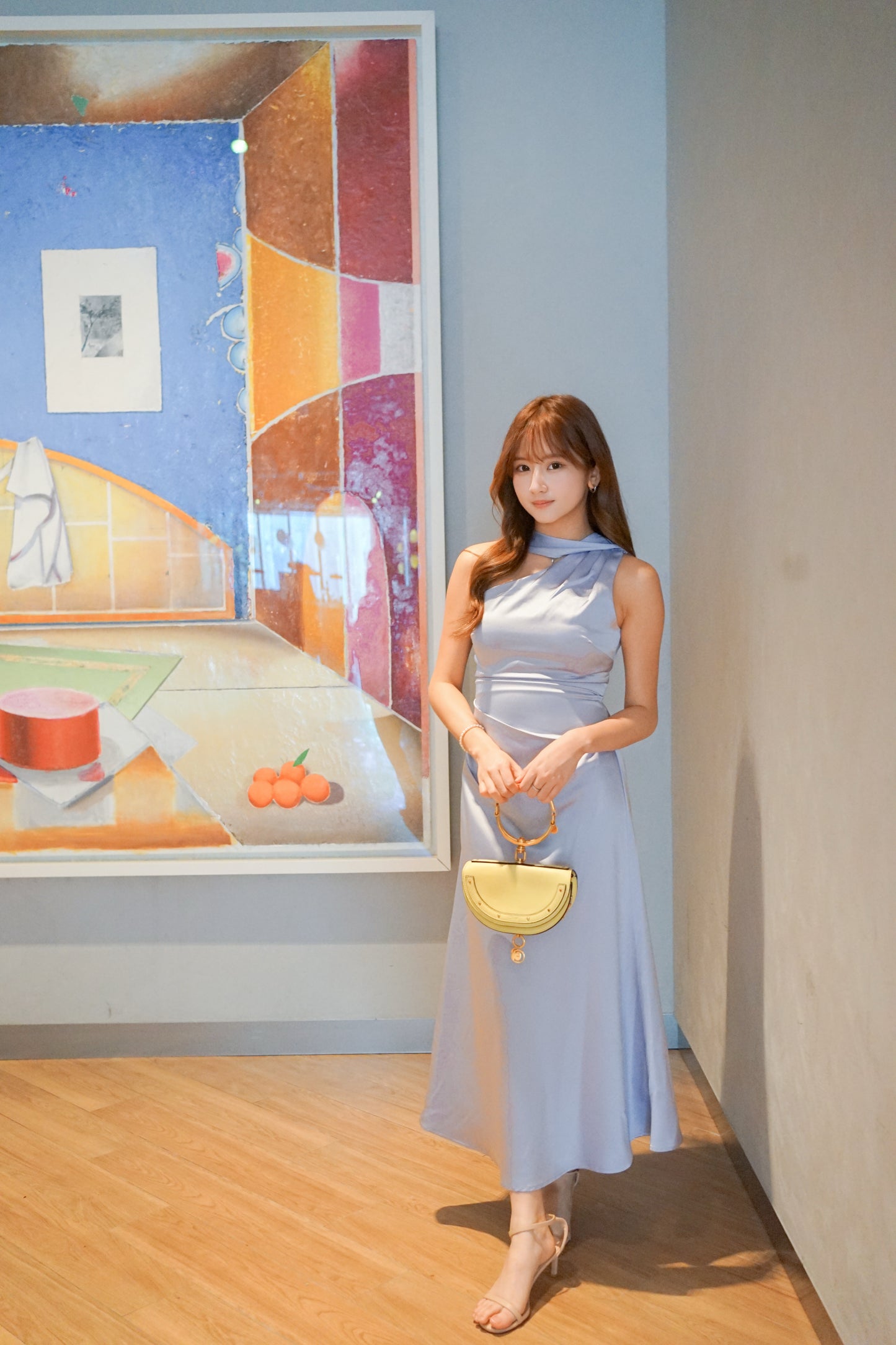 Single Shoulder Purple Blue