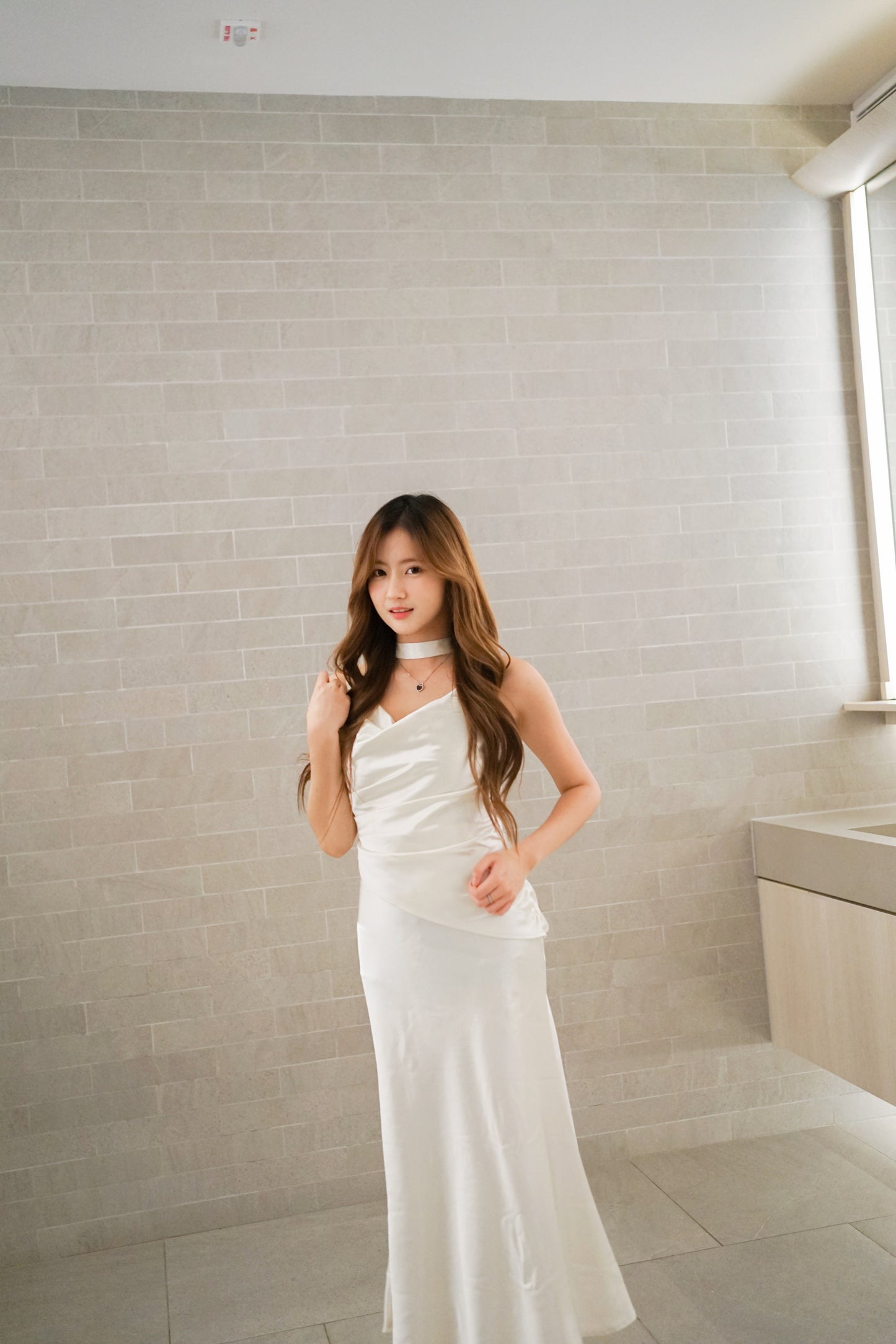 Cream Silk Midi Dress
