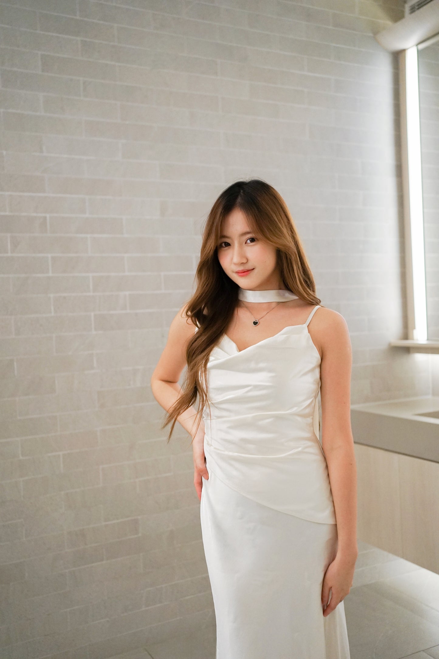 Cream Silk Midi Dress