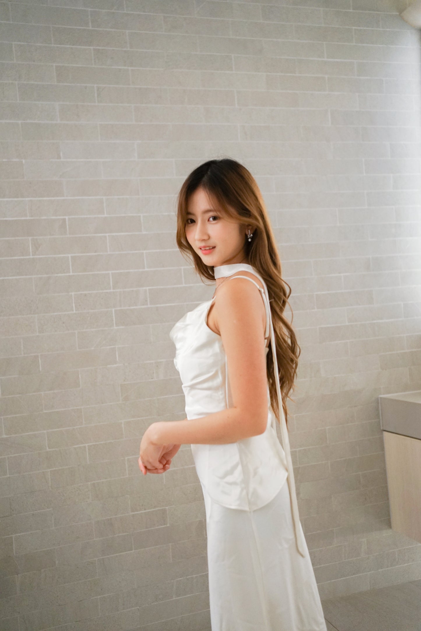 Cream Silk Midi Dress