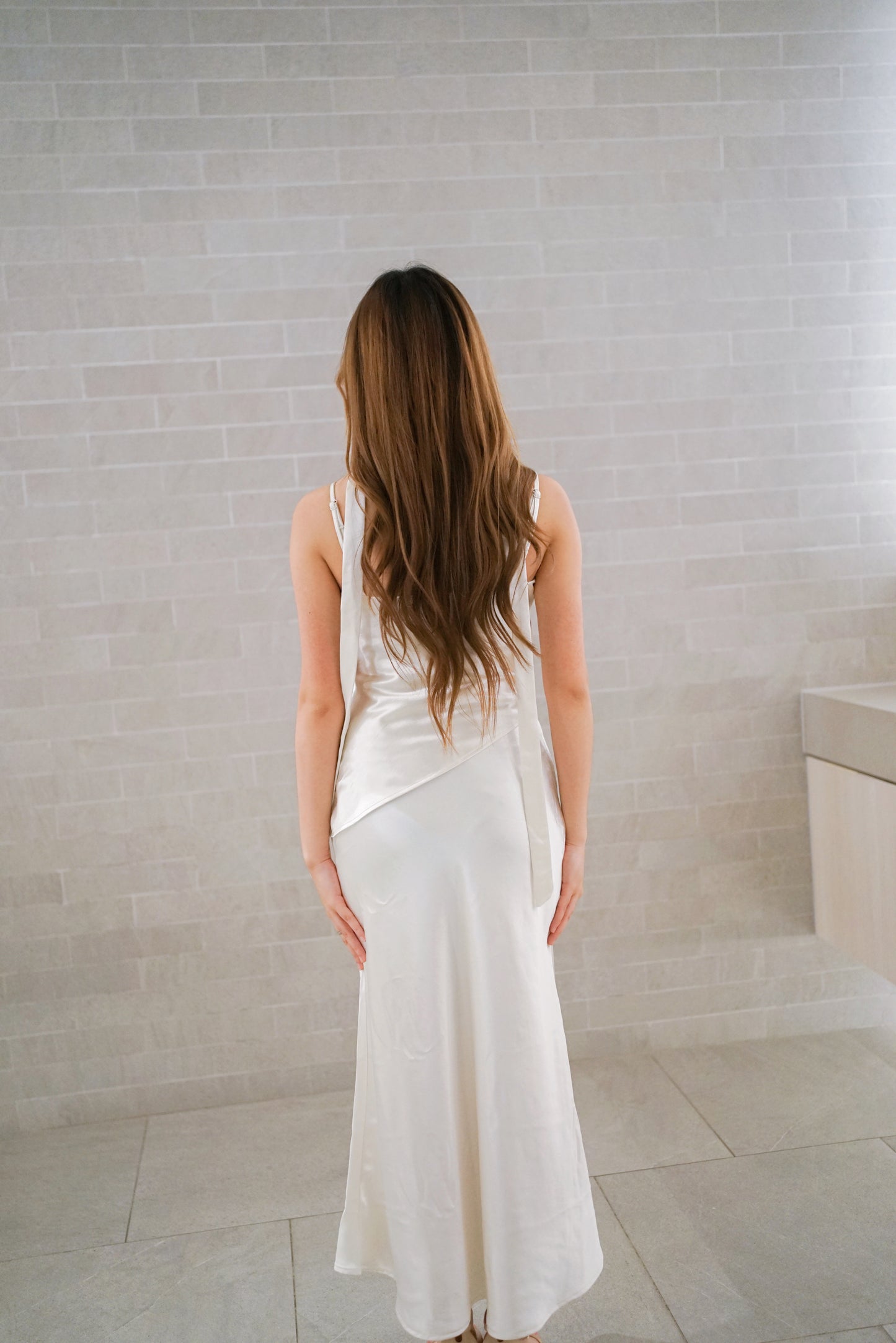 Cream Silk Midi Dress
