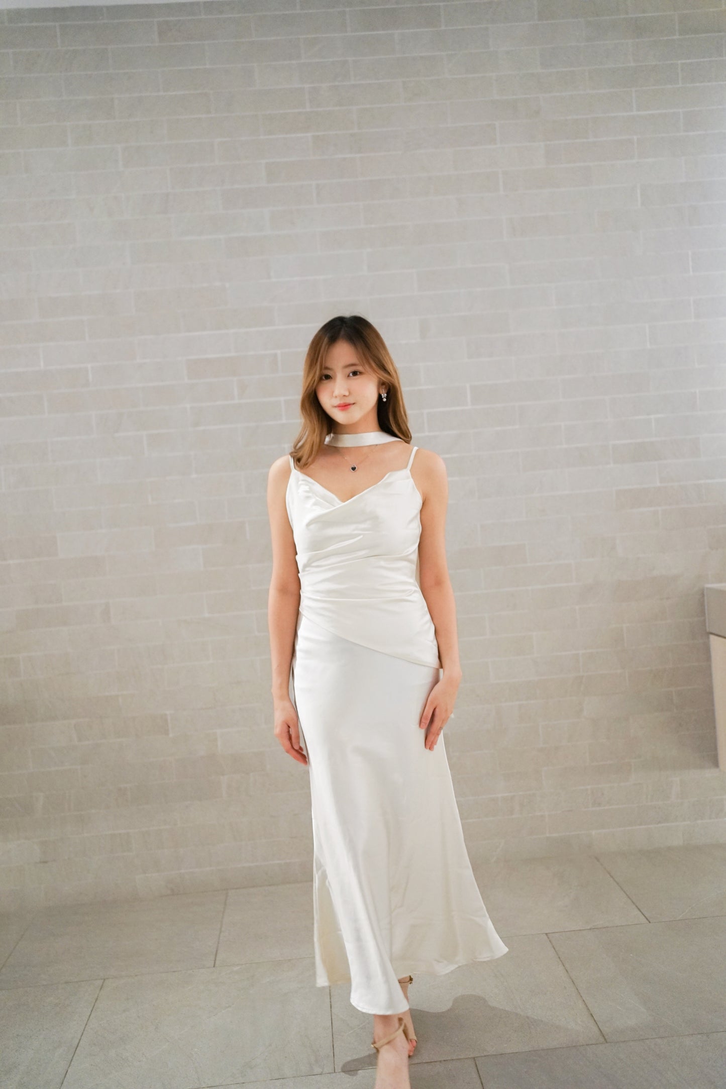 Cream Silk Midi Dress