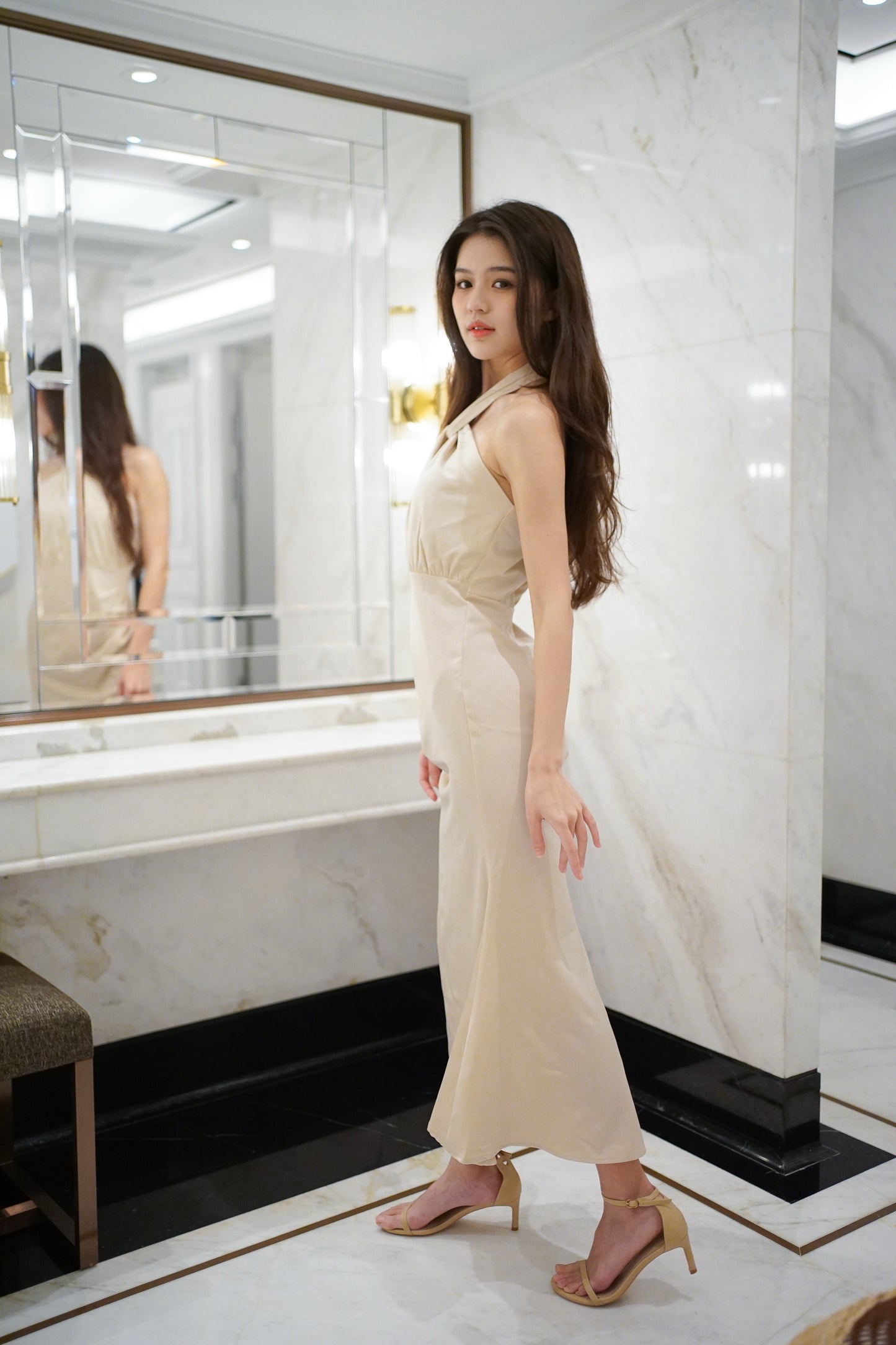 Sleek Halter Champagne
