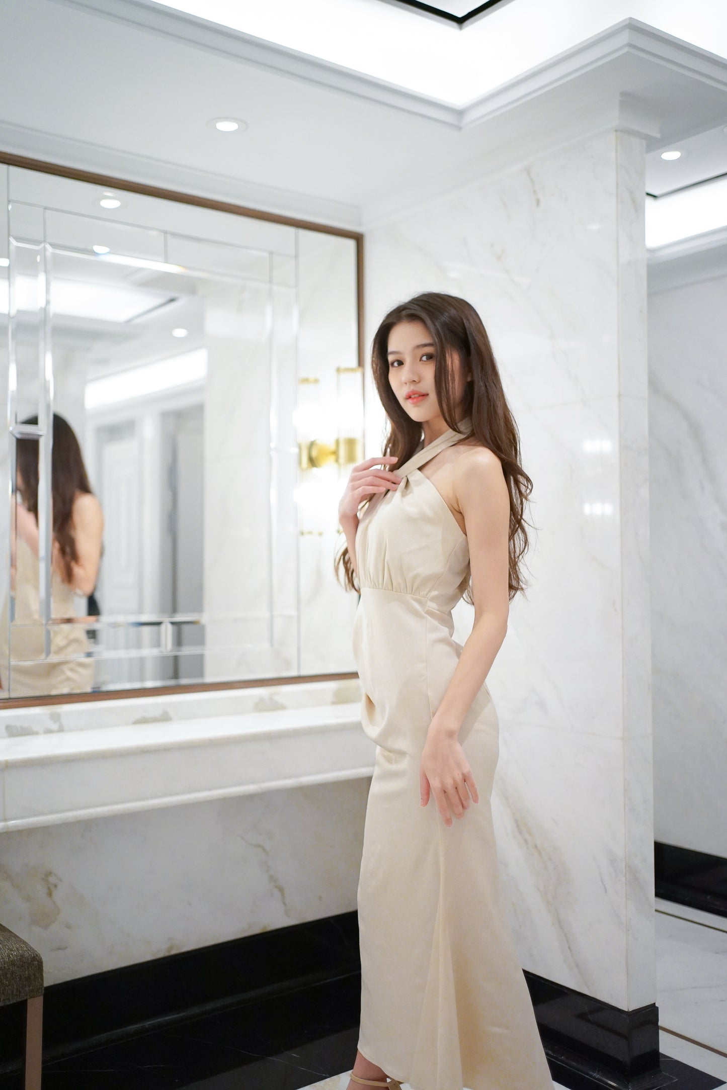 Sleek Halter Champagne