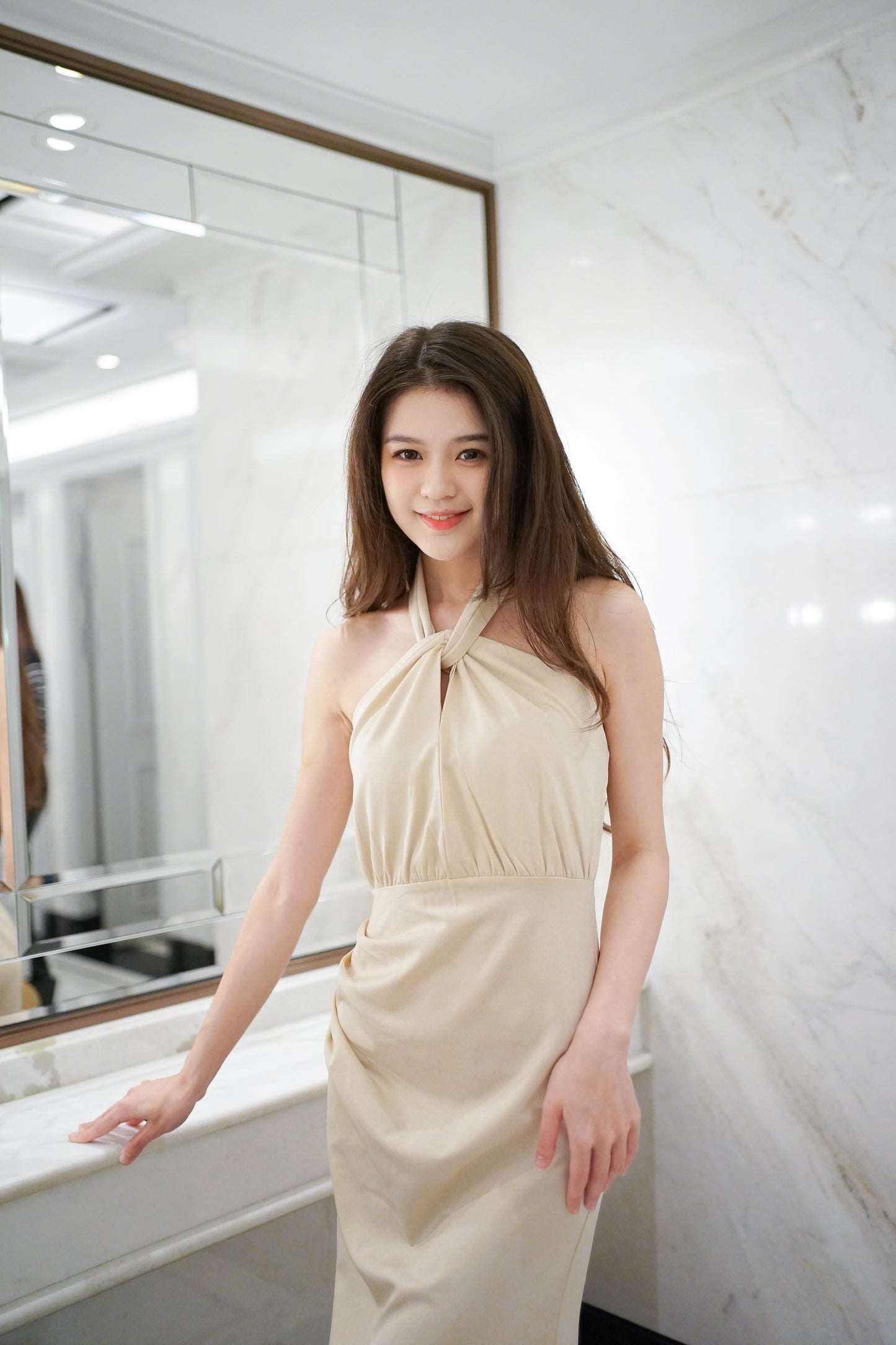 Sleek Halter Champagne