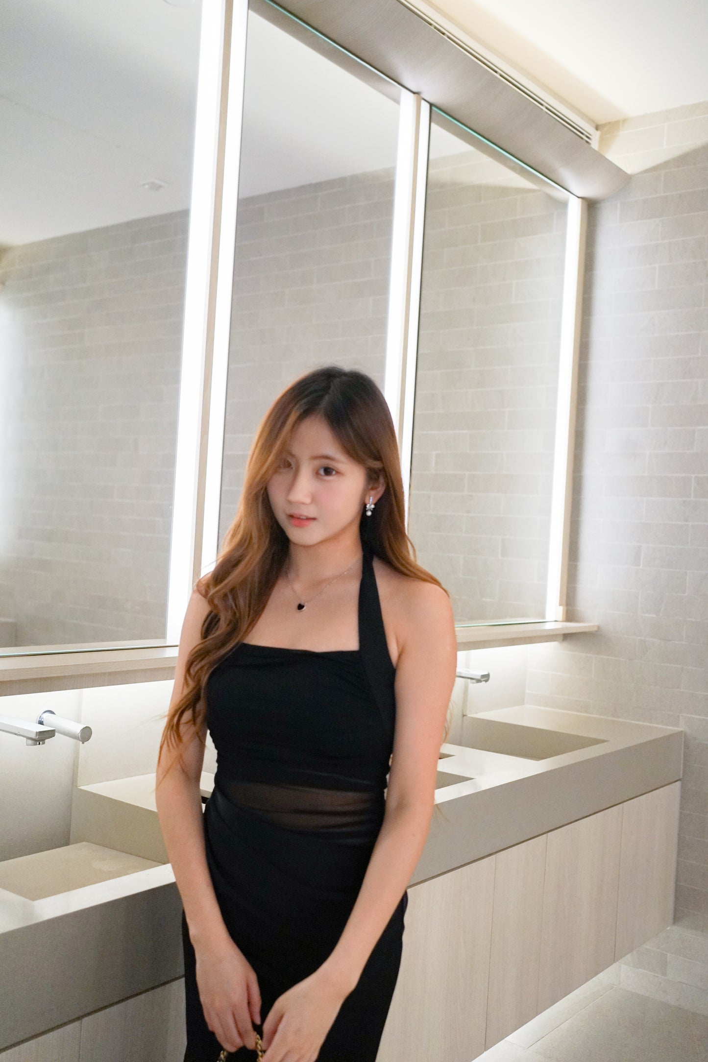 Black Cutout Halter Gown
